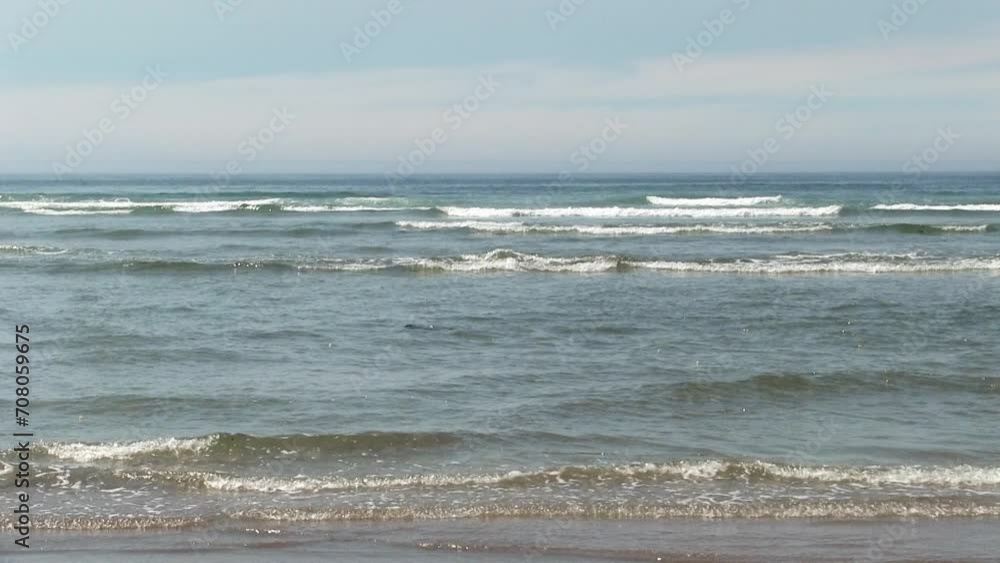 Ocean Waves On Sand Beach With Blue Sky And White Clouds Newport Oregon
Ocean Waves On Sand Beach With Blue Sky And White Clouds Newport Oregon