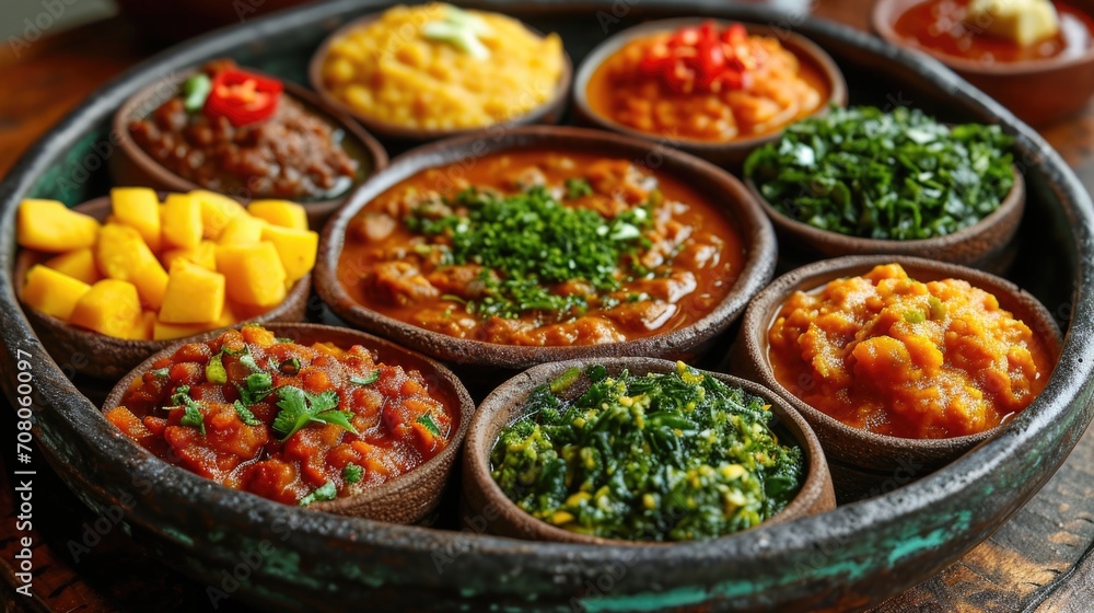 Traditional Ethiopian Platter Unwind: Ethiopian Injera and Stews, Cultural Setting, Communal Vibe, Authentic Ethiopian Elements