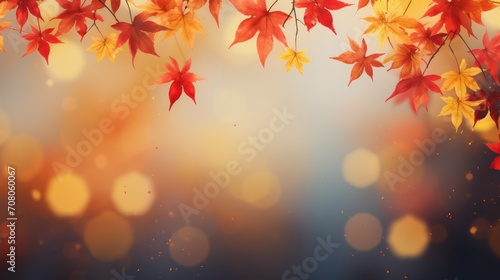 Autumn maple leaves with bokeh background