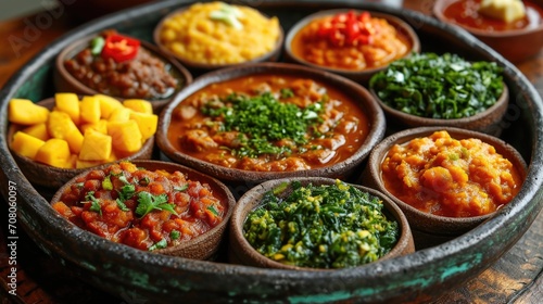 Traditional Ethiopian Platter Unwind  Ethiopian Injera and Stews  Cultural Setting  Communal Vibe  Authentic Ethiopian Elements