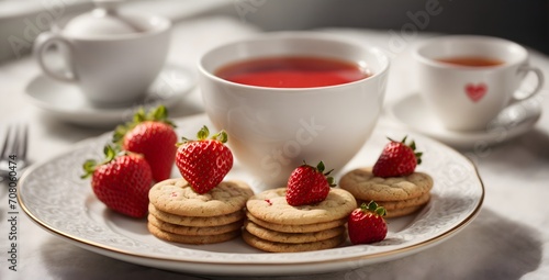 cup of tea with strawberry and raspberry