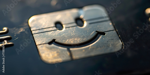 Bank card chip with smiling crad