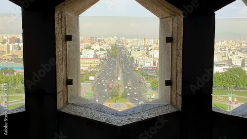 Tehran city skyline as seen from Azadi Tower in Azadi square in the Iranian capital Tehran photo