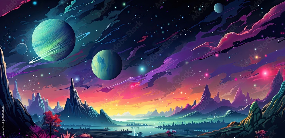 Fantasy landscape illustration background