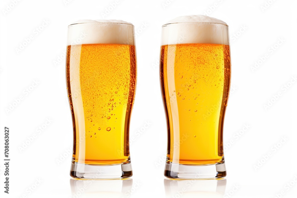 Glasses of beer isolated on white background Glasses of beer isolated on white background