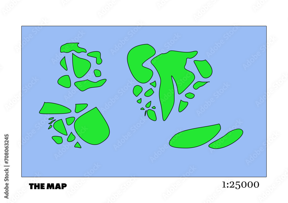 Fictional map of the world with green continents, blue ocean. Art map for banner, poster, print, cover or wall decoration. Imaginary world. Fictional map of the world with green continents, blue ocean. Art map for banner, poster, print, cover or wall decoration. Imaginary world.