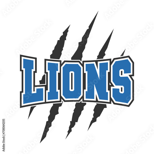 Lions sport mascot emblem animal scratch claw stripes spirit school team. photo