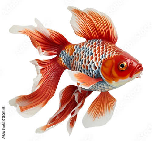 goldfish portrait design isolated on transparent background, generative ai