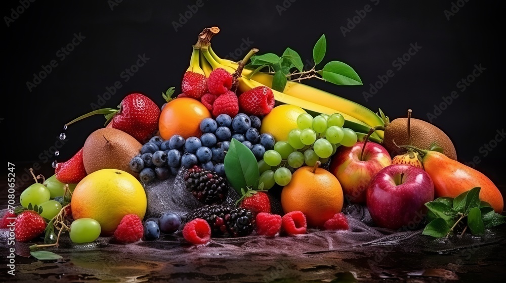 A fruit composition that is messy. A fruit composition that is messy.