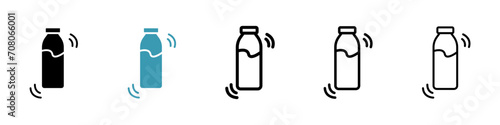 Bottle Agitation vector icon set. Beverage pre-use agitation vector symbol for UI design.
