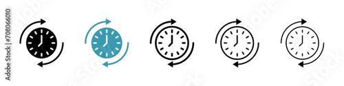Date Adjustment vector icon set. Clock alteration and time renewal vector symbol for UI design. photo