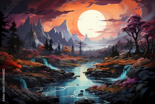 A cascade of vibrant watercolors blending into a dreamlike tapestry