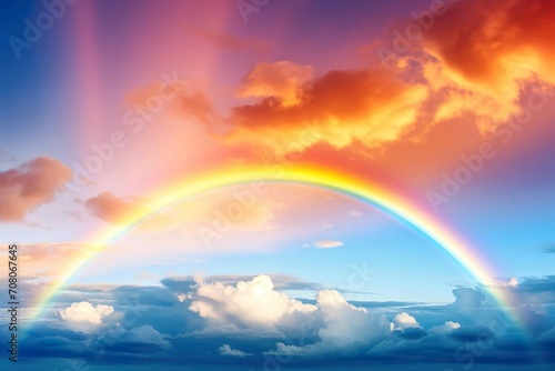 Awe-Inspiring Spectrum. Beautiful Rainbow in the sky. Generative ai © Dima