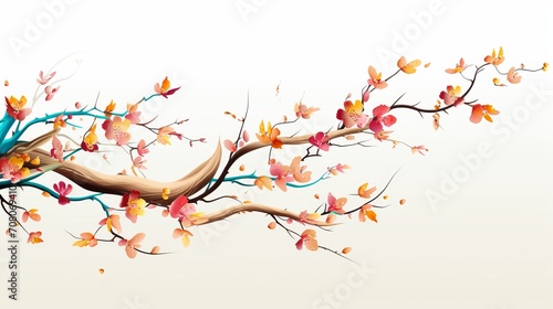 The spring tree branch is being celebrated in an artistic manner.