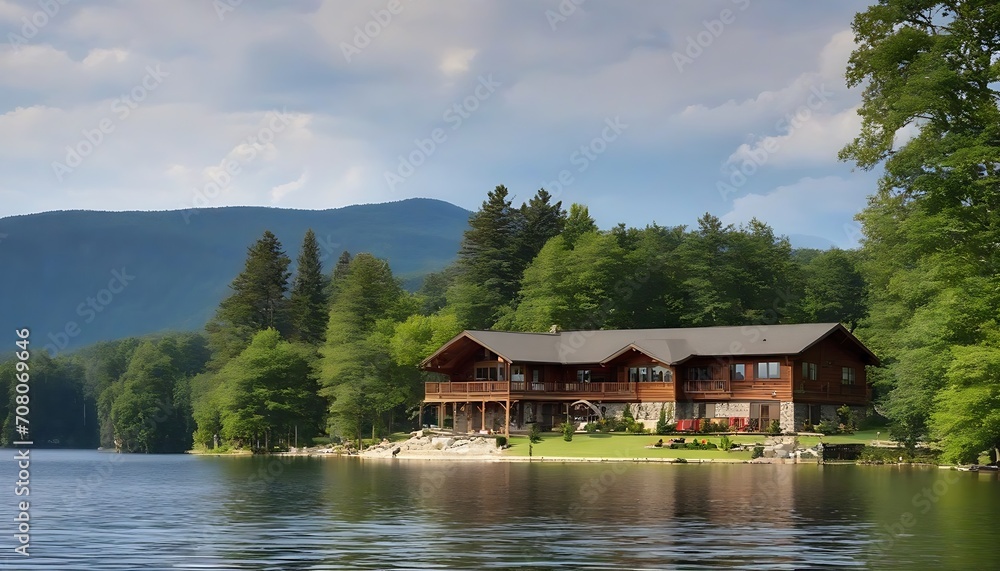 Fototapeta premium house on the lake