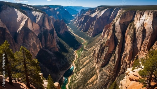 Beautiful capture of Yellowstone valley view from Angels Landing. Generative AI