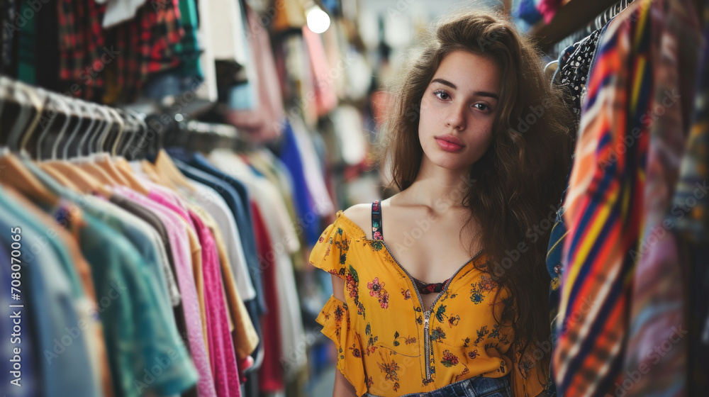 Young Woman Shopping for Clothes