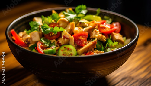 Freshness and healthy eating in a gourmet vegetarian salad bowl generated by AI