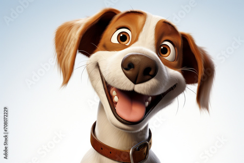 A goofy and lovable cartoon dog with floppy ears, a wagging tail, and a comically expressive face. photo