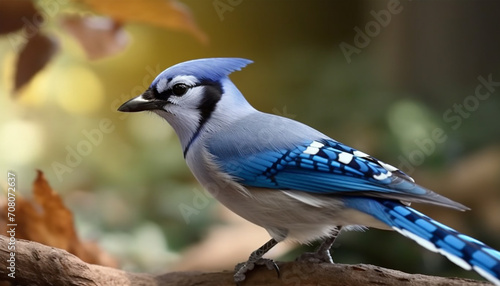 A small blue bird perching on a branch in the forest generated by AI © Jeronimo Ramos