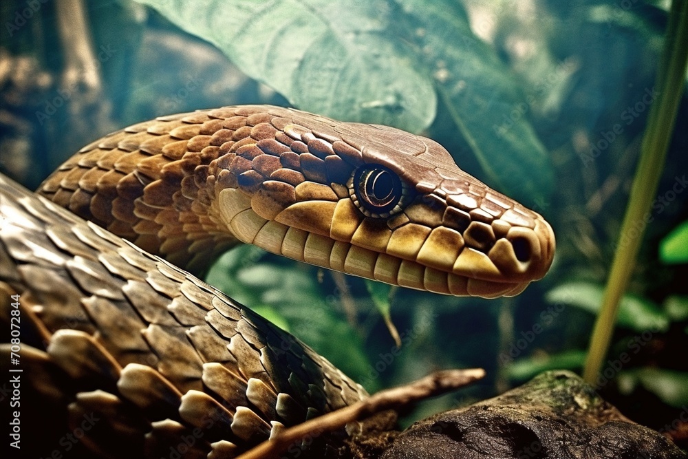 Obraz premium Portrait of king cobra in the jungle. Close up