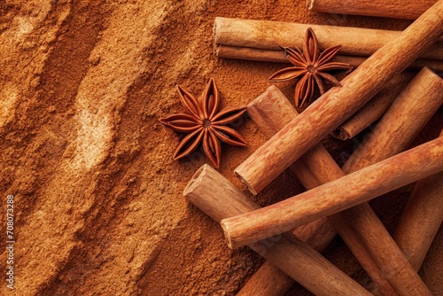 cinnamon sticks and powder on black background