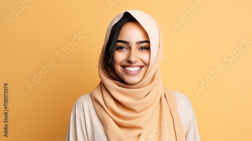 Young middle eastern woman standing over isolated background happy face smiling
