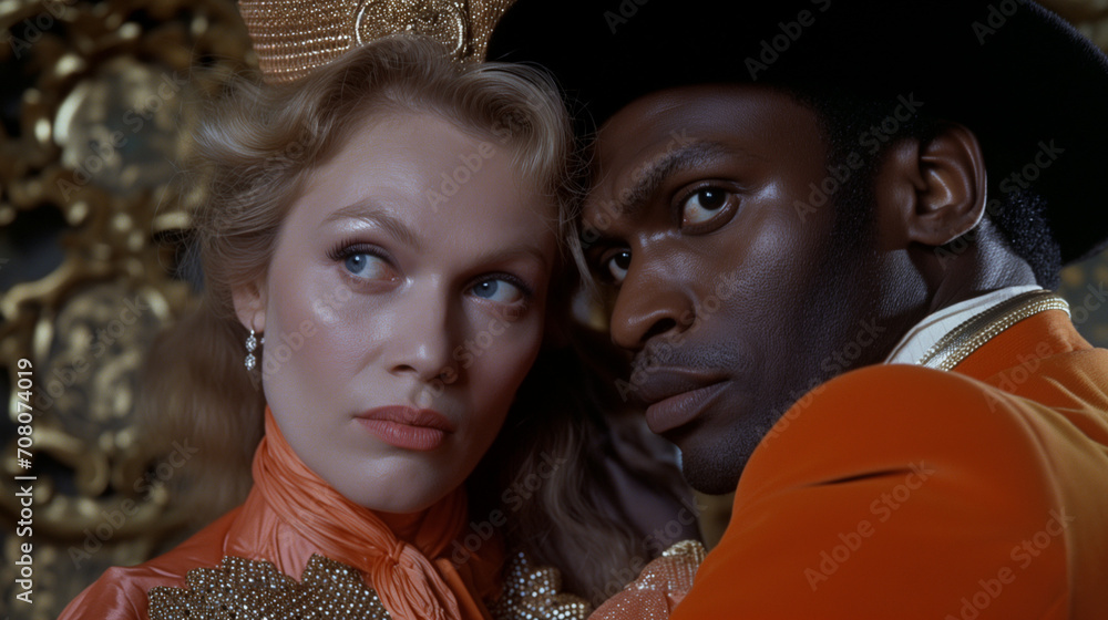 Interracial couple in avant garde film still
