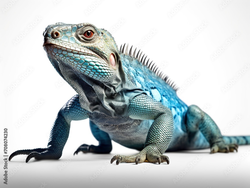 Fototapeta premium Grand Cayman Blue Iguana, an endangered species of lizard commonly found in the dry forests and shores of Grand Cayman Island.