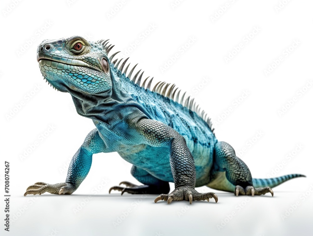 Obraz premium Grand Cayman Blue Iguana, an endangered species of lizard commonly found in the dry forests and shores of Grand Cayman Island.