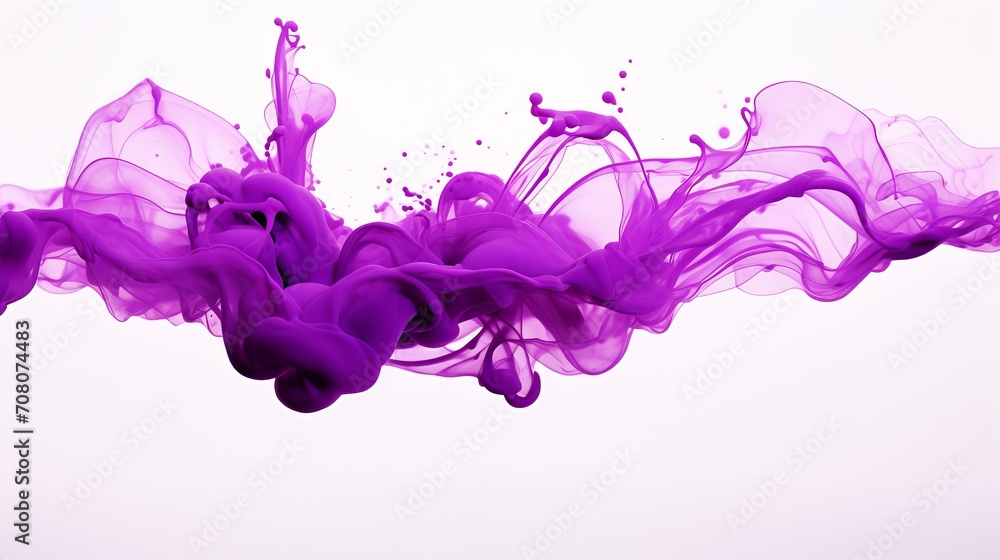 Fototapeta premium Purple ink falls into the water.