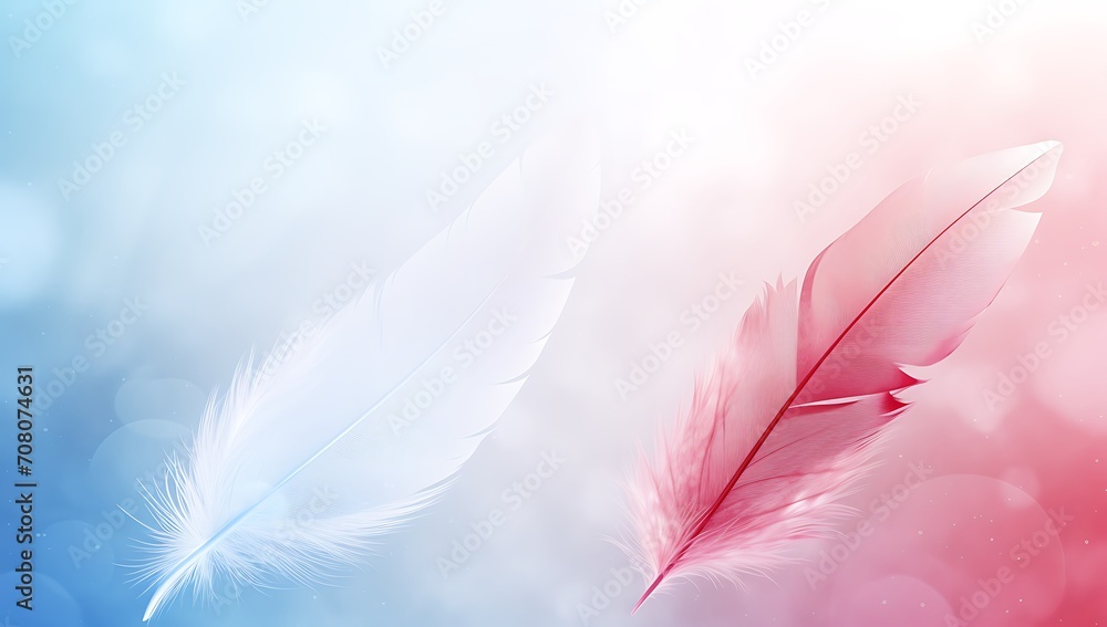 Naklejka premium Beautiful color feathers on soft light background, feather texture wallpaper