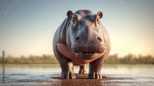 Portrait of hippopotamuse in the river