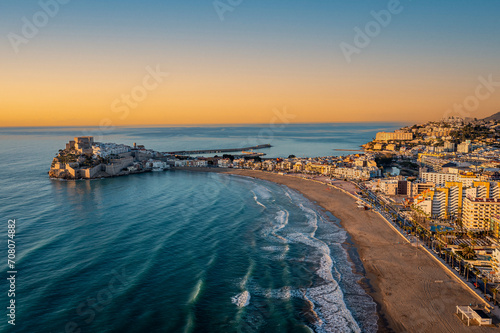 Canvastavla Aerial View of Coastal Town Peñiscola and Beach, Castellón, Spain