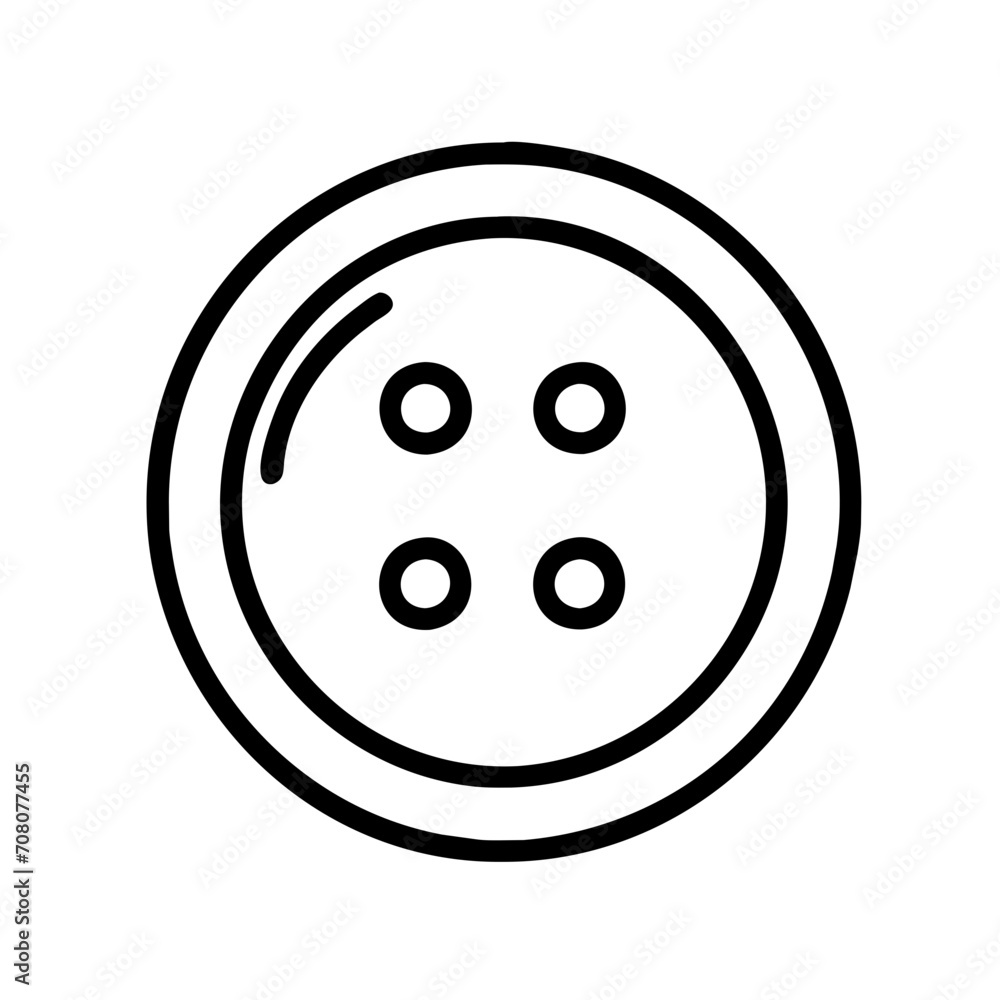 Black simple button icon with four thread holes Black simple button icon with four thread holes