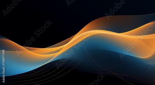 abstract blue and orange wave on black background. vector illustration.