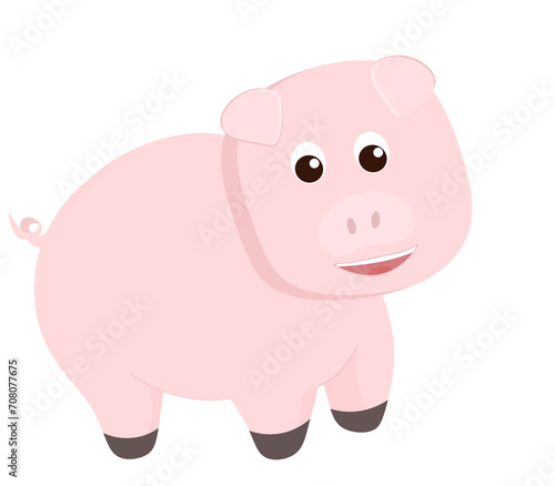 smiling pig cartoon hand drawn