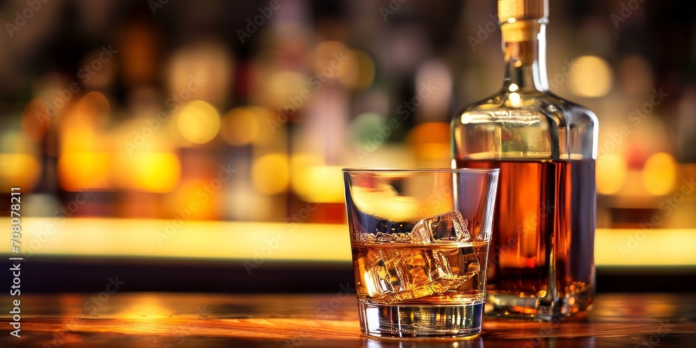 serene whiskey moment at bar table with blurred background, Generative AI serene whiskey moment at bar table with blurred background, Generative AI