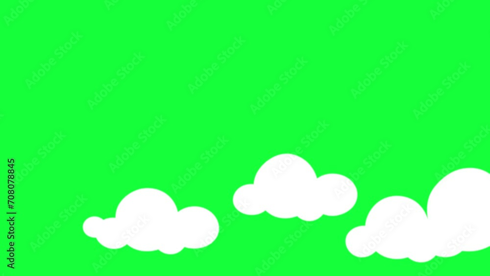 Animated clouds moving horizontal for background on green screen Animated clouds moving horizontal for background on green screen