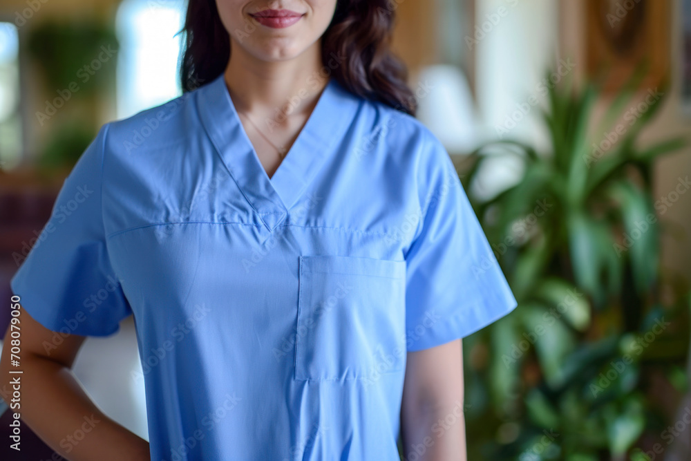 Calm blue uniform setting, a tranquil background with a calm blue color doctor's uniform. Calm blue uniform setting, a tranquil background with a calm blue color doctor's uniform.