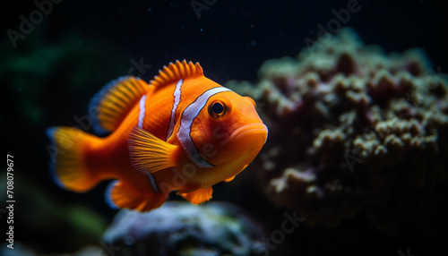 A vibrant underwater world with colorful fish swimming in harmony generated by AI