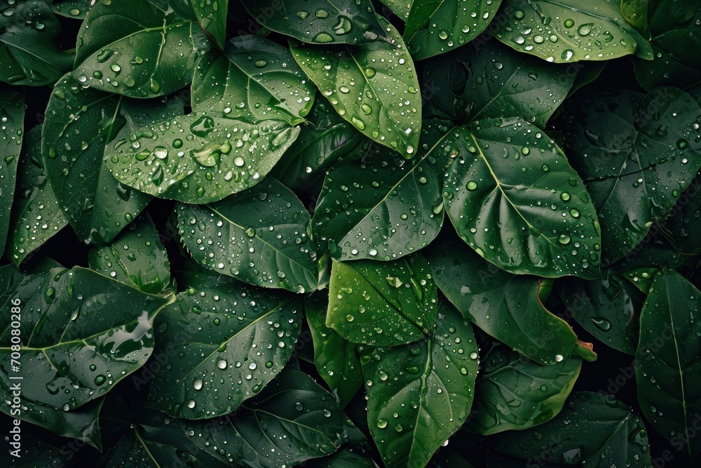 Obraz premium green leaf with drops