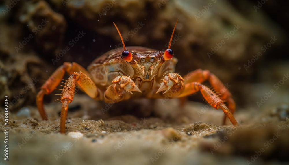 Close up of a small crab claw in the underwater reef generated by AI Close up of a small crab claw in the underwater reef generated by AI