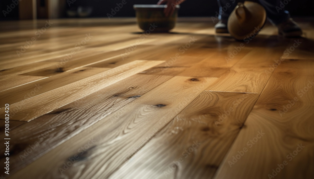 A person working on a wooden table, focusing on the plank generated by AI A person working on a wooden table, focusing on the plank generated by AI