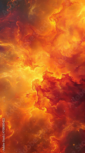 Fiery Fantasy: Intense Crimson, Amber, and Onyx Igniting the Psychedelic Sky