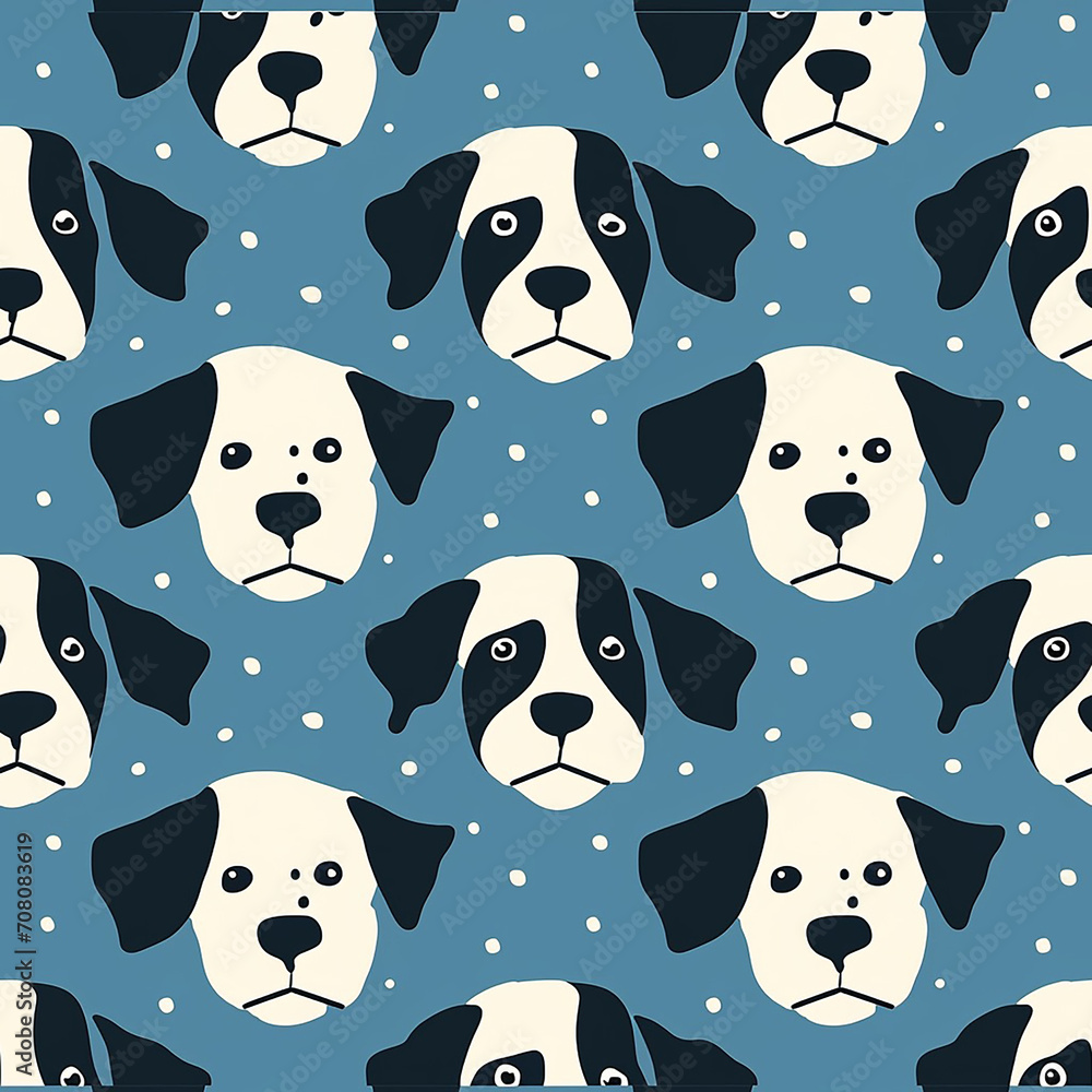 Kid-Friendly Smiling Dog Face Seamless Pattern Kid-Friendly Smiling Dog Face Seamless Pattern