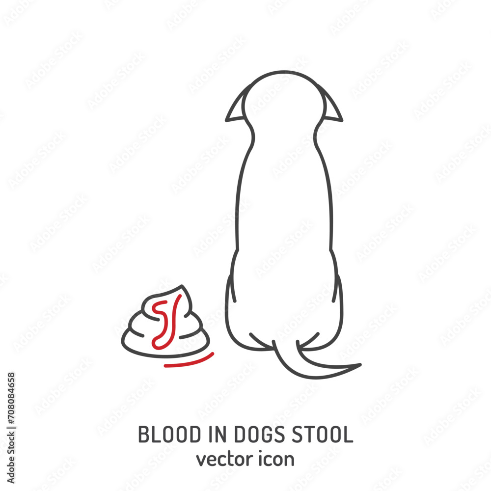 Obraz premium Blood in dogs stool. Linear icon, pictogram, symbol.