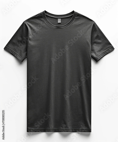 A black t-shirt, tshirt on a white background, mockup on light background. © Friedbert