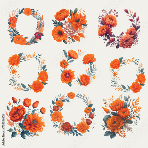 Watercolor tropical frame Set