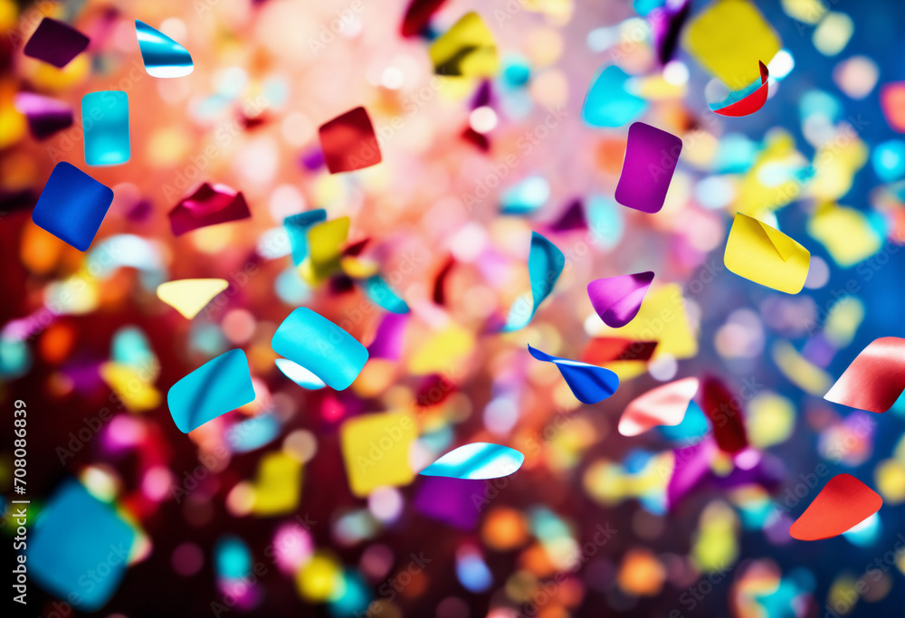 Colored flying confetti